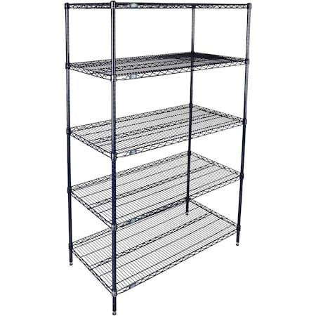 Nexel 5 Shelf, Nexelon Blue Wire Shelving Unit, Starter, 42inW x 14inD x 86inH B3151646